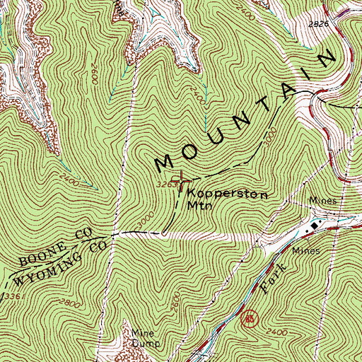 Topographic Map of Kopperston Mountain, WV