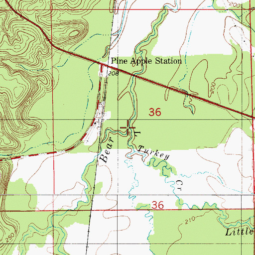 Topographic Map of Little Turkey Creek, AL