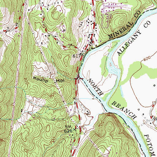 Topographic Map of Koulip Hollow, WV