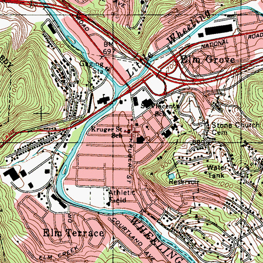 Topographic Map of Kruger Street School (historical), WV