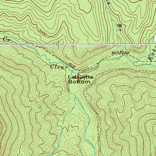 Topographic Map of LaFayette Bottom, WV