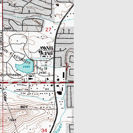 Topographic Map of Kennedy Park Creek, AZ