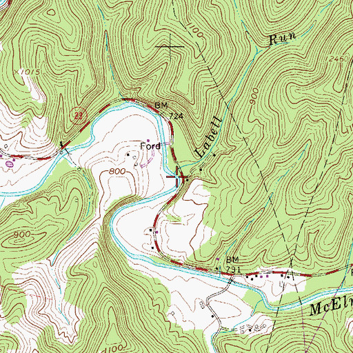 Topographic Map of Labell Run, WV