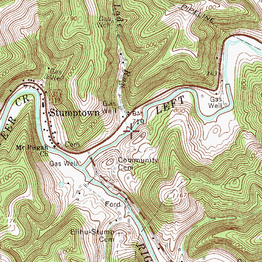 Topographic Map of Lade Run, WV