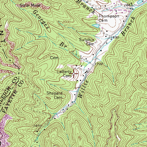 Topographic Map of Lafferty Cemetery, WV