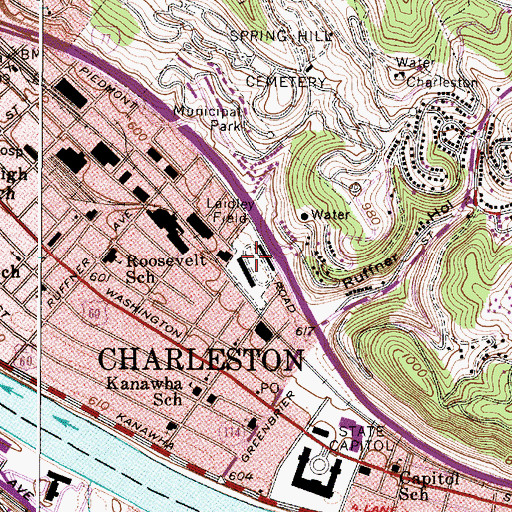 Topographic Map of Laidley Field, WV