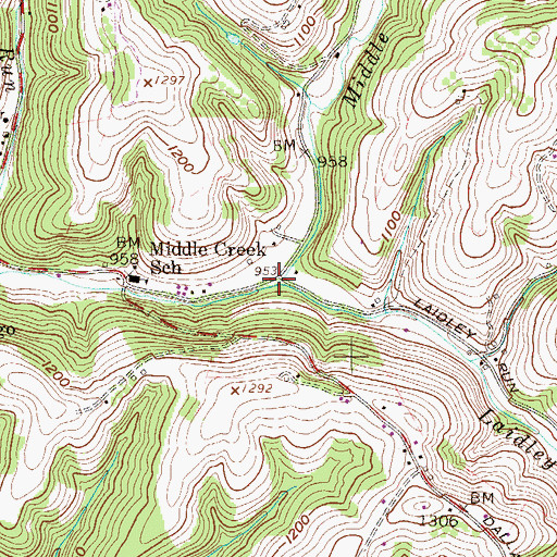 Topographic Map of Laidley Run, WV