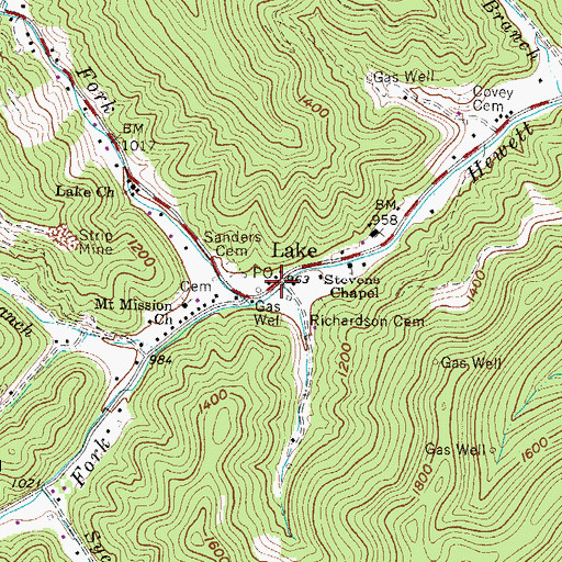 Topographic Map of Lake, WV