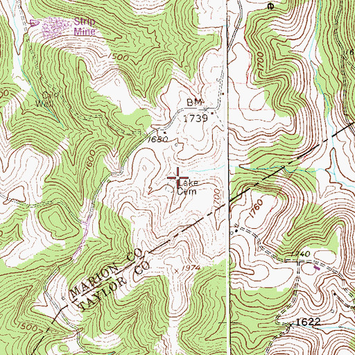 Topographic Map of Lake Cemetery, WV