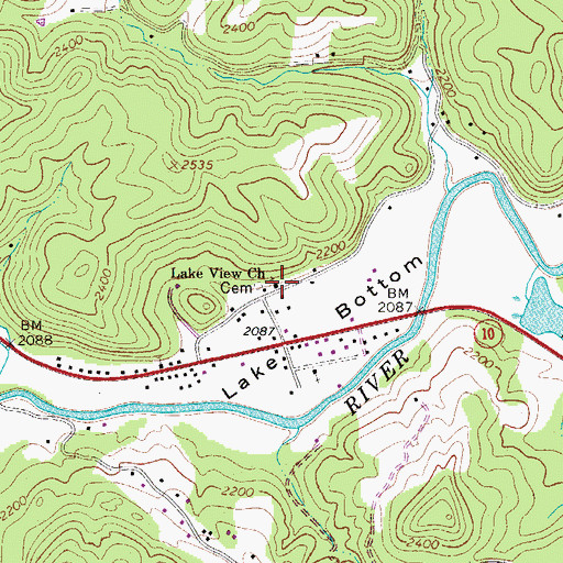 Topographic Map of Lake View Church, WV