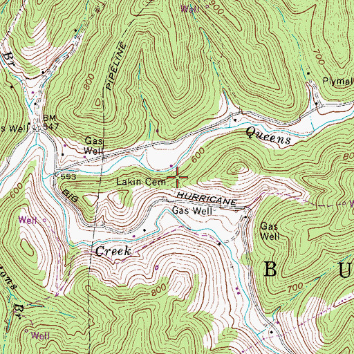 Topographic Map of Lakin Cemetery, WV