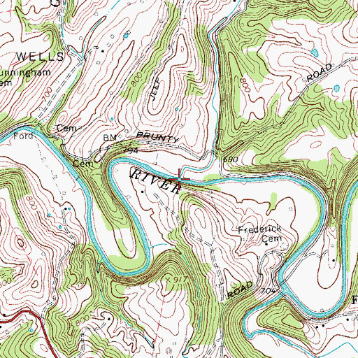 Topographic Map of Lamb Run, WV