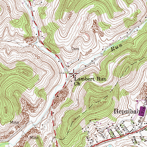 Topographic Map of Lambert Run Church, WV
