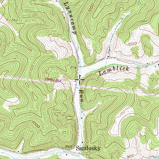 Topographic Map of Lamblick Run, WV
