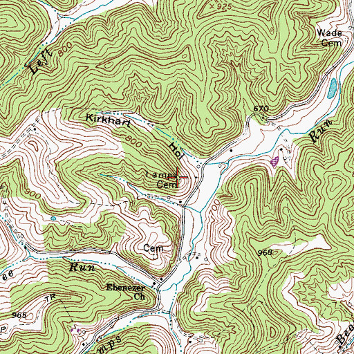 Topographic Map of Lamps Cemetery, WV