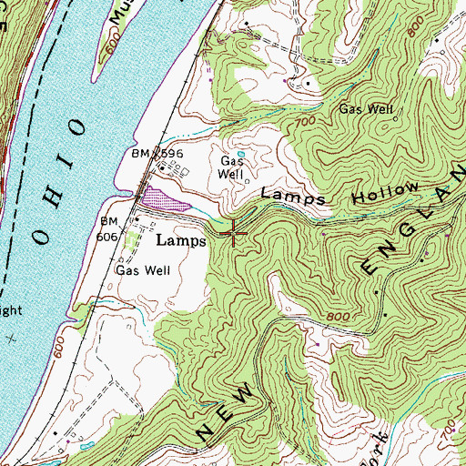Topographic Map of Lamps Hollow, WV