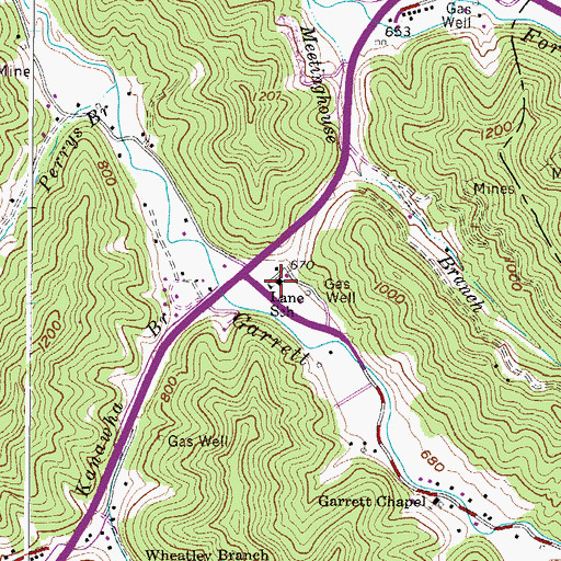 Topographic Map of Lane School (historical), WV