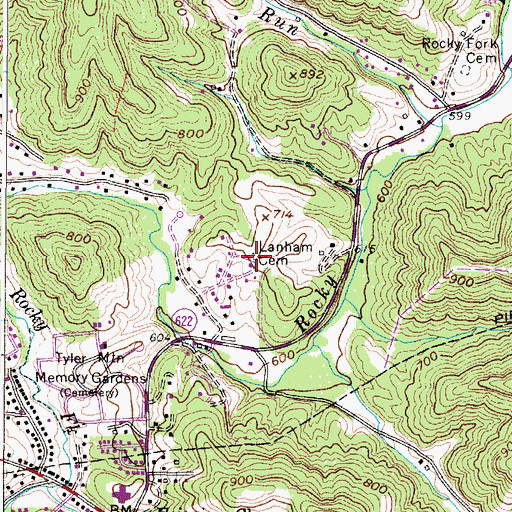 Topographic Map of Lanham Cemetery, WV