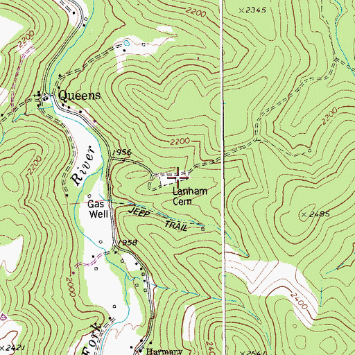 Topographic Map of Lanham Cemetery, WV