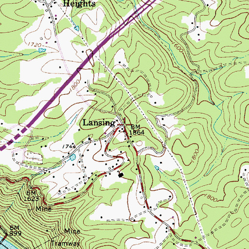 Topographic Map of Lansing, WV