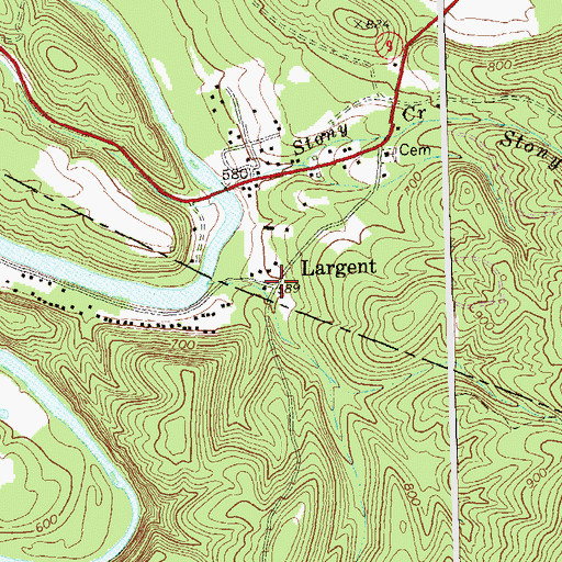 Topographic Map of Largent, WV