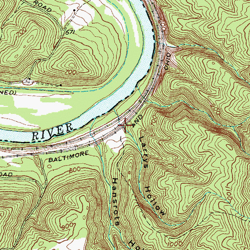 Topographic Map of Larrys Hollow, WV
