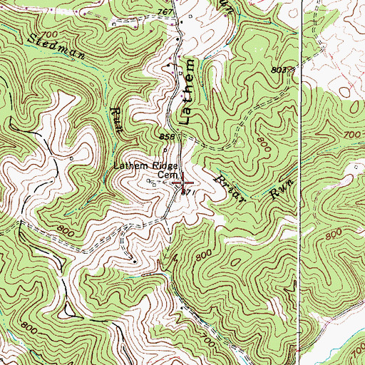 Topographic Map of Lathem Ridge Cemetery, WV