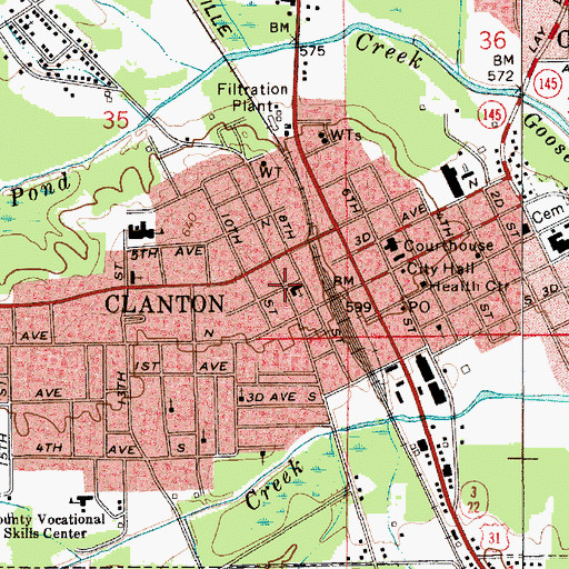 Topographic Map of First United Methodist Church, AL