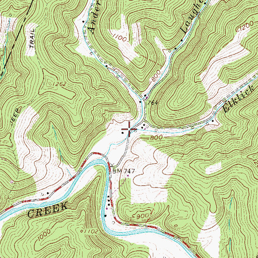 Topographic Map of Laughery Fork, WV