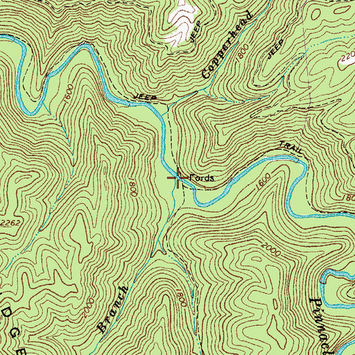 Topographic Map of Laurel Branch, WV