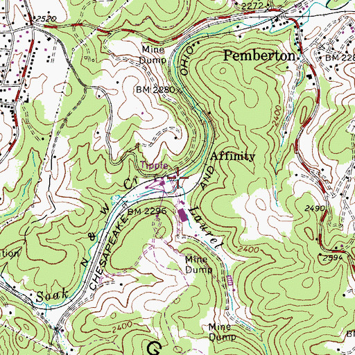 Topographic Map of Laurel Branch, WV