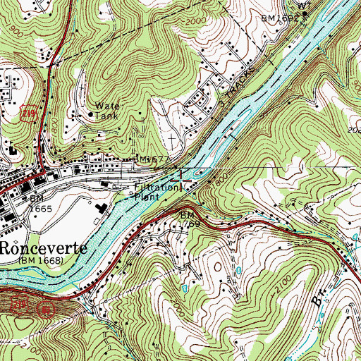 Topographic Map of Laurel Branch, WV