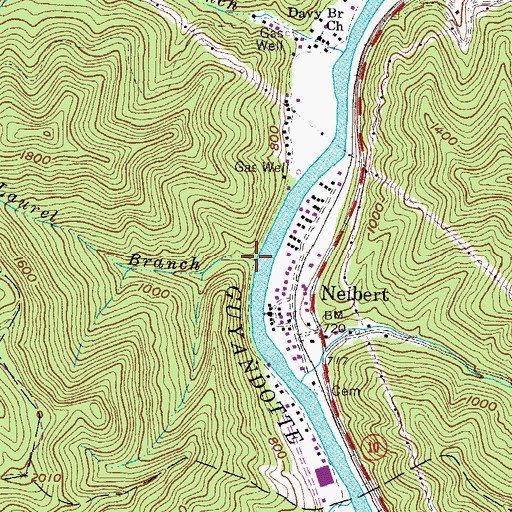 Topographic Map of Laurel Branch, WV