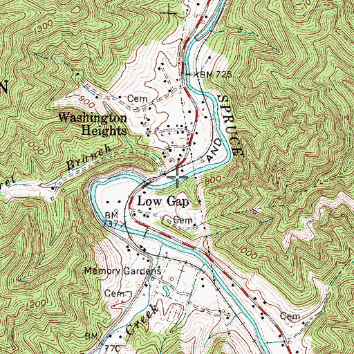 Topographic Map of Laurel Branch, WV