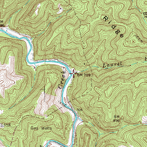 Topographic Map of Laurel Branch, WV