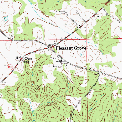 Topographic Map of Pleasant Grove Baptist Church, AL