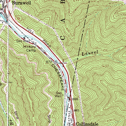 Topographic Map of Laurel Branch, WV