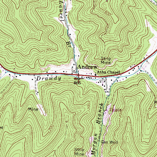 Topographic Map of Laurel Branch, WV