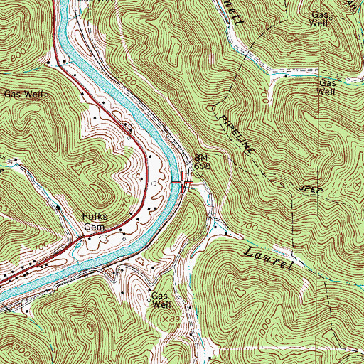 Topographic Map of Laurel Branch, WV