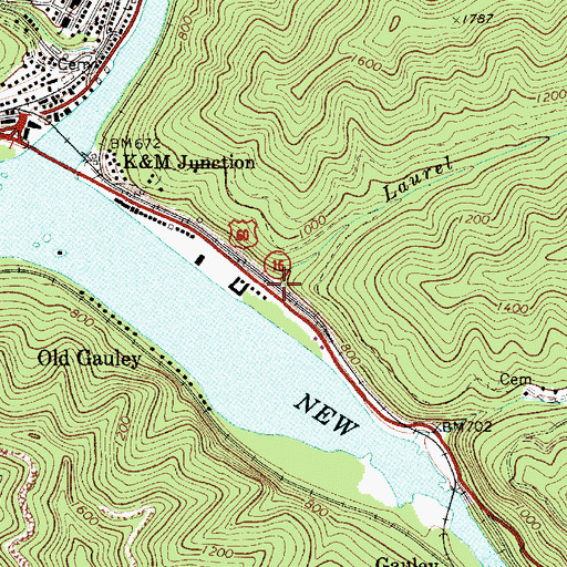 Topographic Map of Laurel Branch, WV