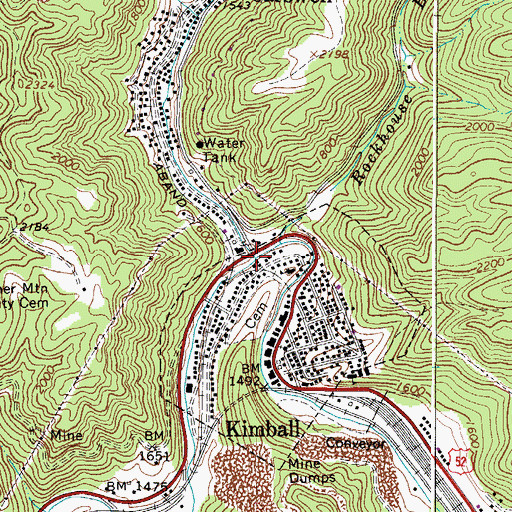 Topographic Map of Laurel Branch, WV