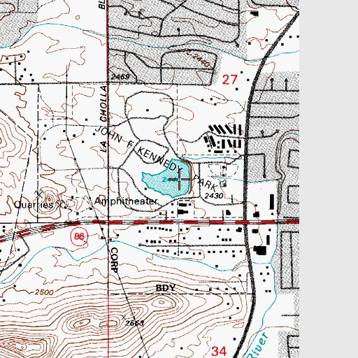 Topographic Map of Kennedy Park Dam, AZ
