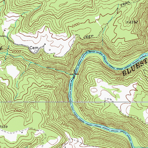 Topographic Map of Laurel Creek, WV