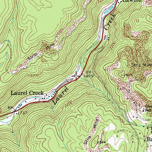 Topographic Map of Laurel Creek, WV