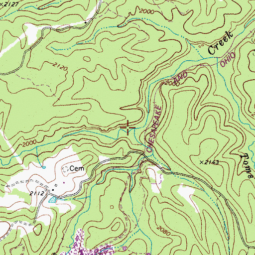 Topographic Map of Laurel Creek, WV