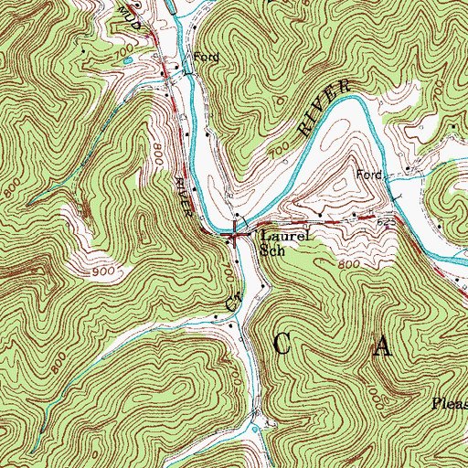 Topographic Map of Laurel Creek, WV