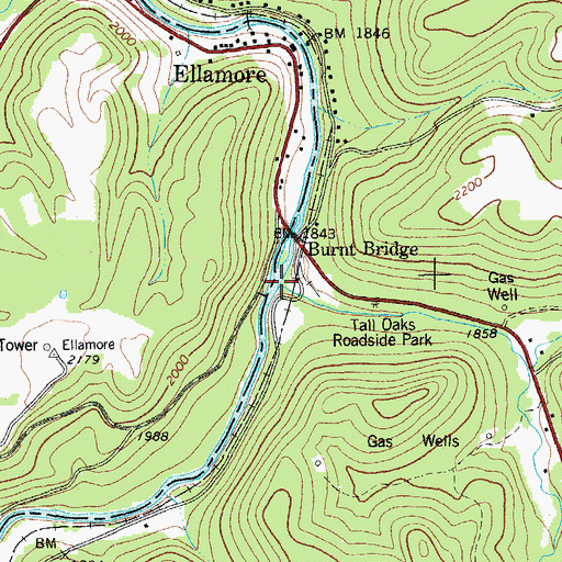 Topographic Map of Laurel Creek, WV