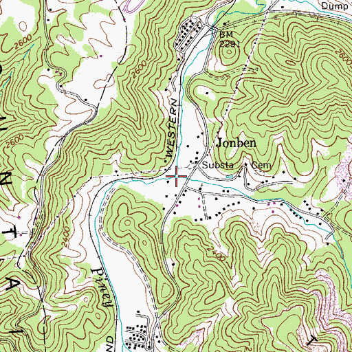 Topographic Map of Laurel Creek, WV