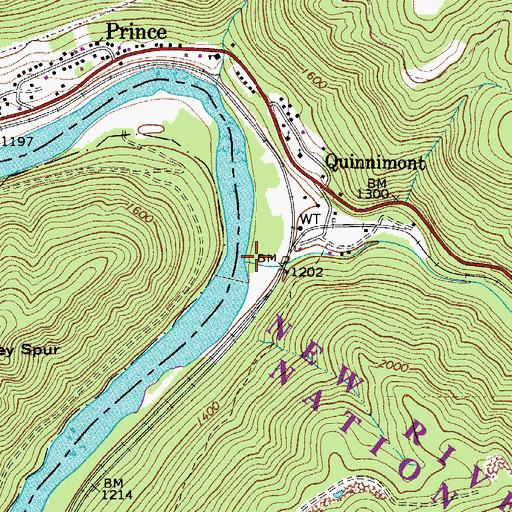 Topographic Map of Laurel Creek, WV