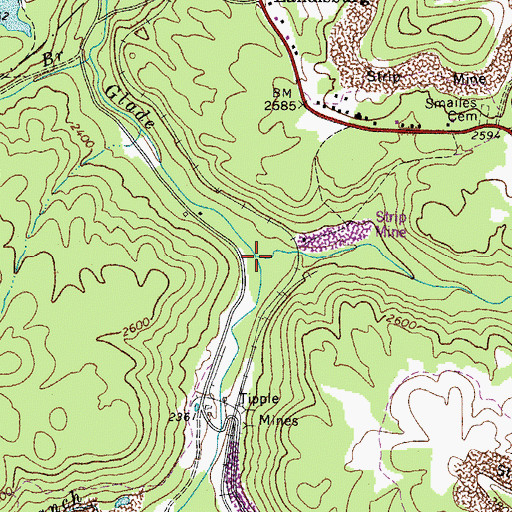 Topographic Map of Laurel Creek, WV